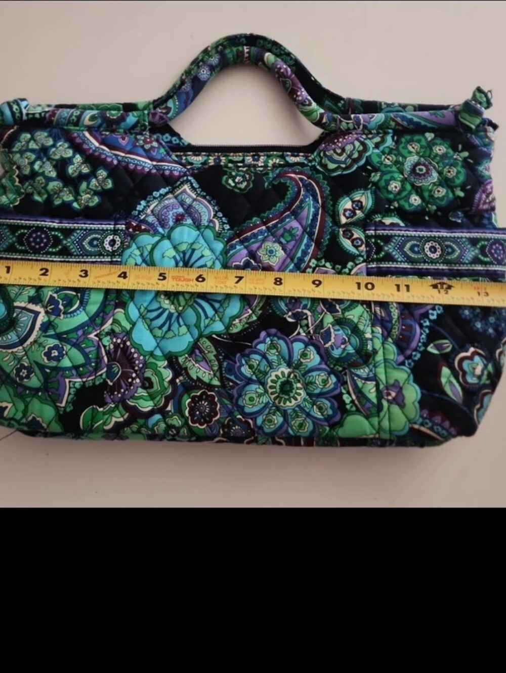 Vera Bradley Geen Blue Paisley Quilted Tote Bag Lunch Box Purse Hand Bag - Picture 10 of 13